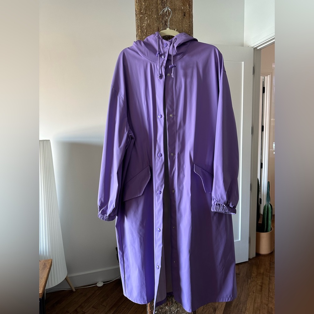 ASOS Tall rubberized rain coat park in lilac. Size 8